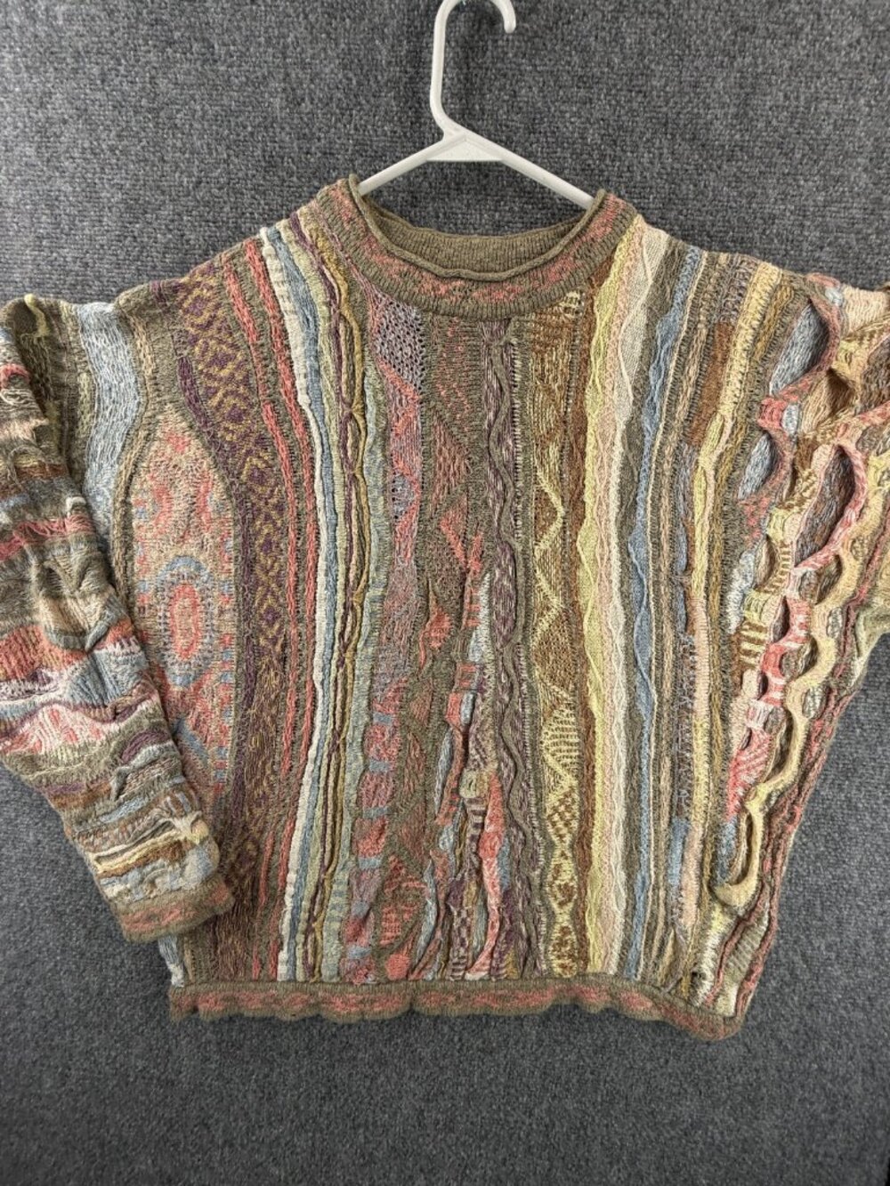 Coogi Australia Classic Linen Cotton Sweater Colorful Medium Knit 3D Textured
